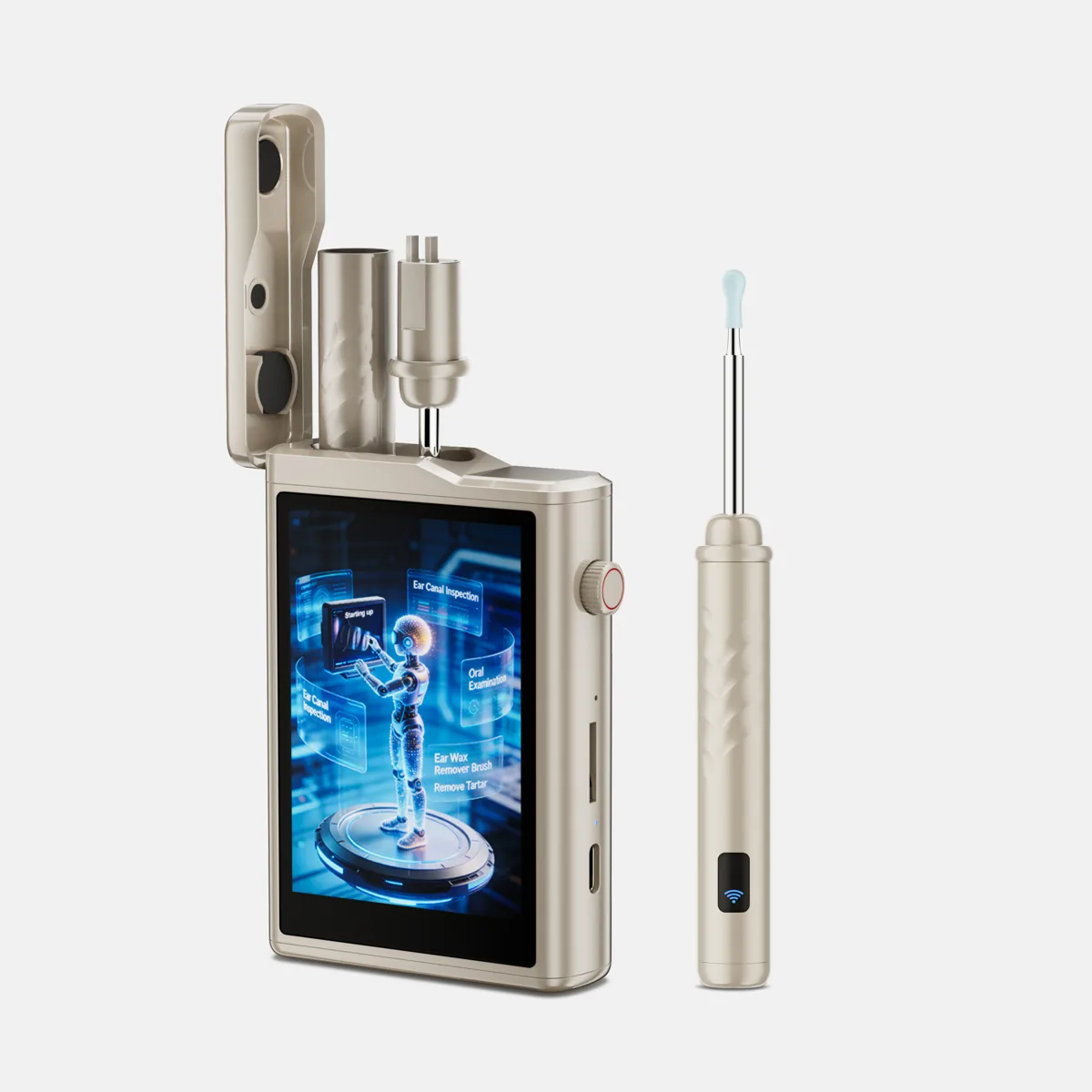 SOFTISH A07 visual ear cleaner with lid open – Shenzhen Jiding Electronic Co., Ltd.
