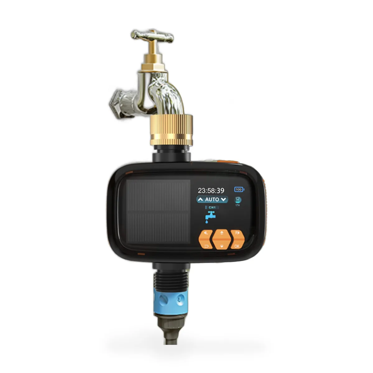SOFTISH RV16 solar water valve with solar charging and color screen
